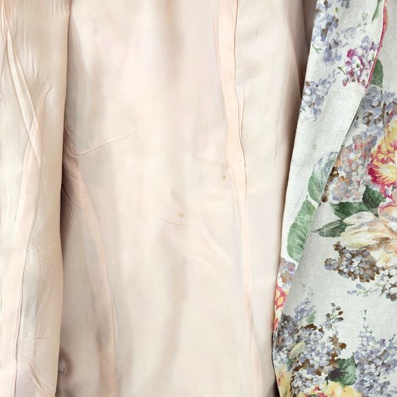 Talbots Petites Floral Linen Blazer Cottagecore Romantic Vintage - Picture 7 of 7